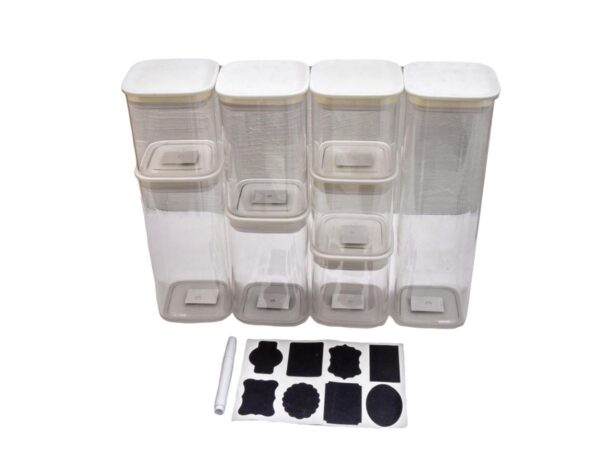 8 Piece Storage Container with 8 Chalkboard Labels and 1 Liquid Chalk Pen