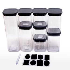 8 Piece Storage Container with 8 Chalkboard Labels and 1 Liquid Chalk Pen