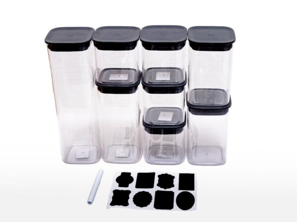 8 Piece Storage Container with 8 Chalkboard Labels and 1 Liquid Chalk Pen