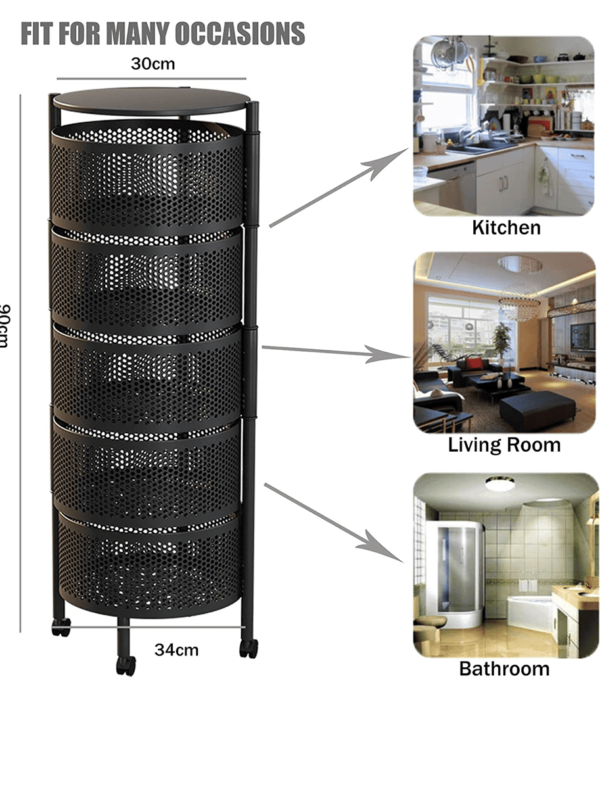 Round Rotating Multi-layer Storage Basket